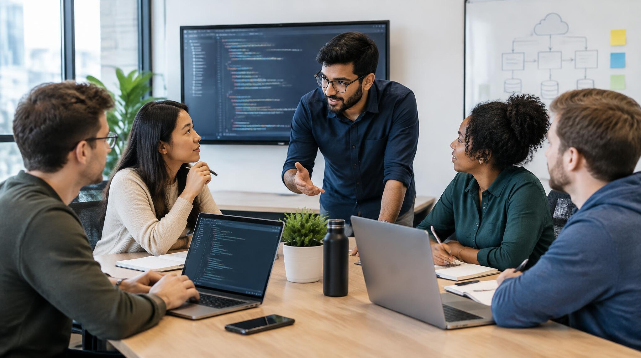 team of developers in meeting room